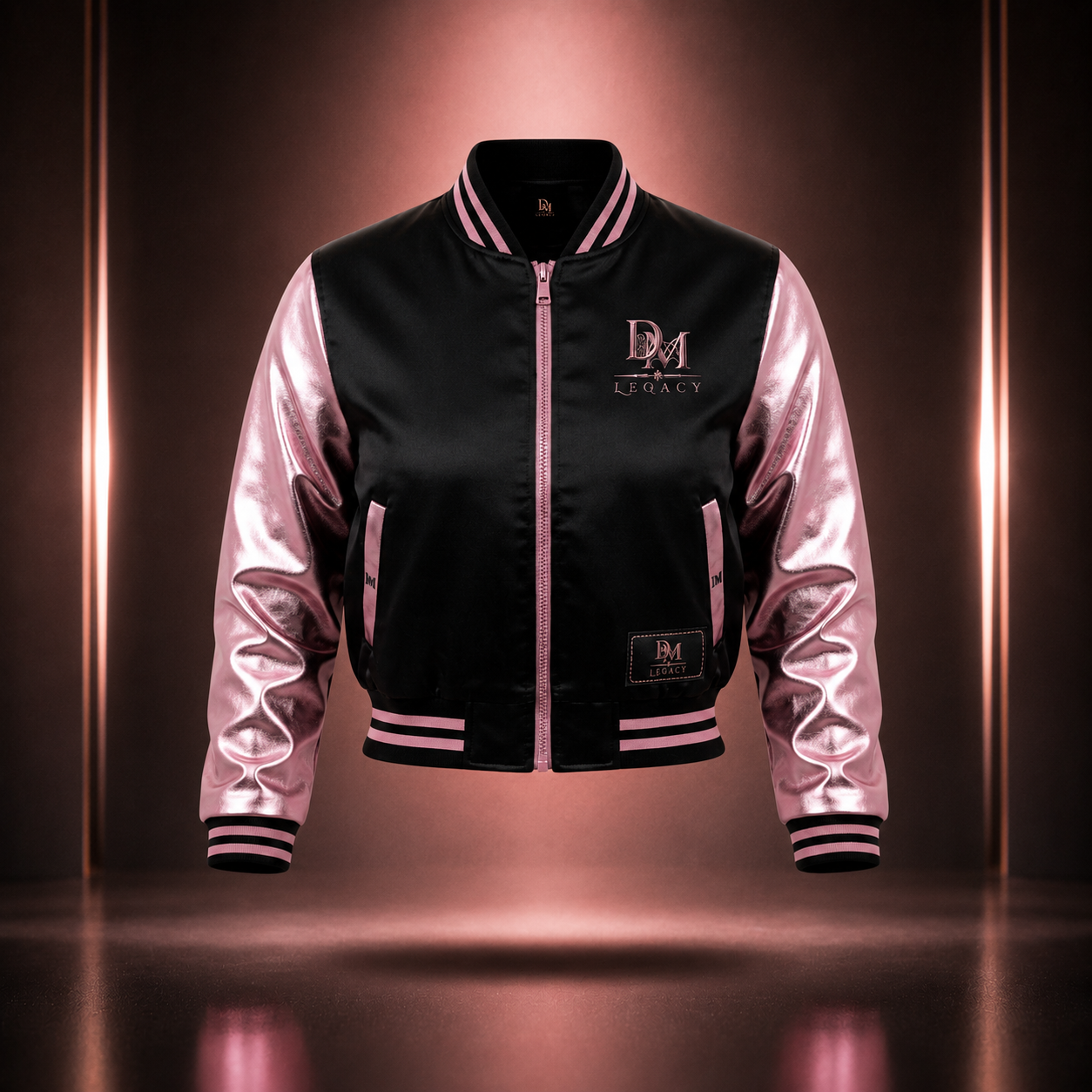 DM Legacy Black & Pink Luxury Varsity Jacket