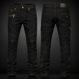 DM Legacy Black & Gold Moto Stacked Jeans