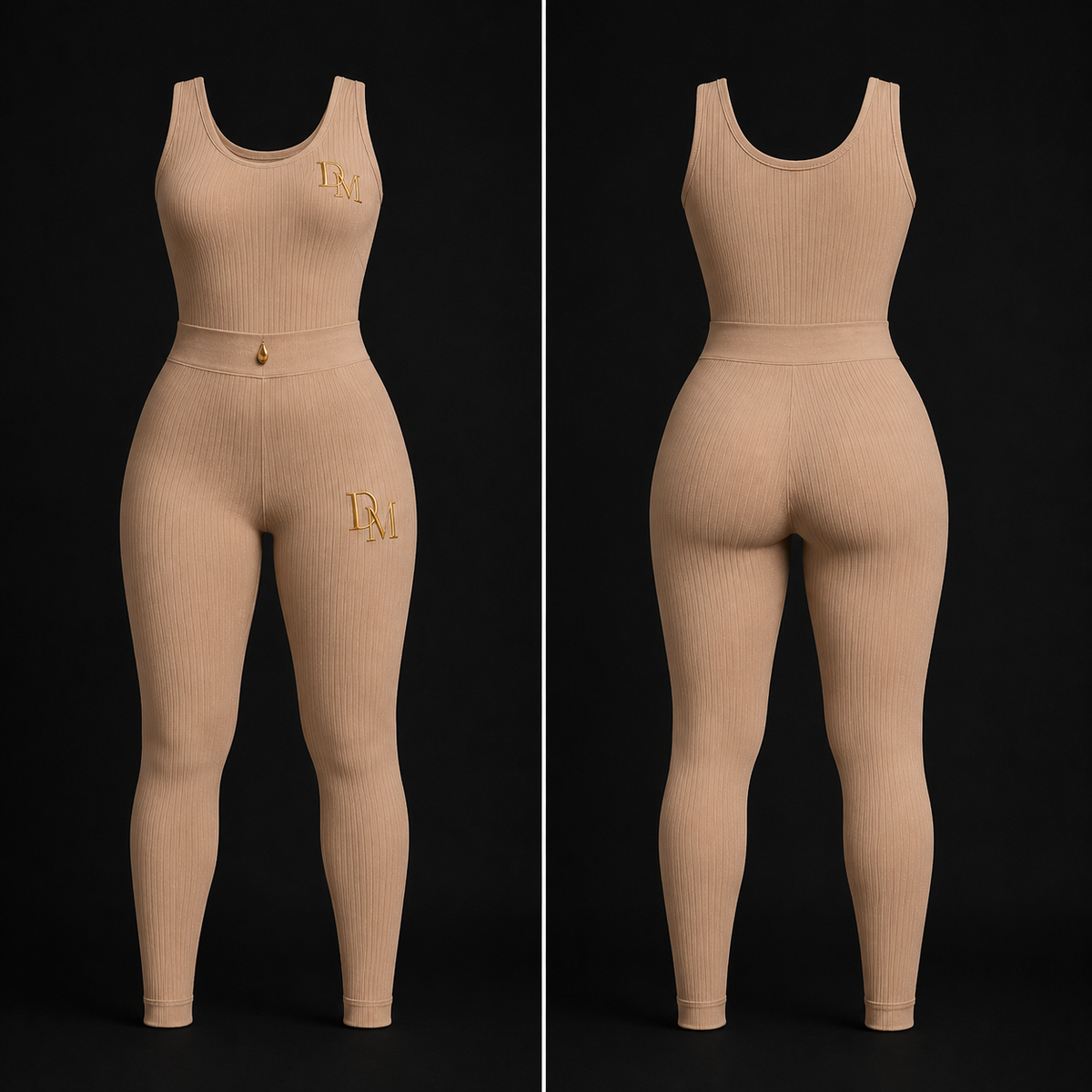 DM Legacy Beige Ribbed Sculpt Jumpsuit