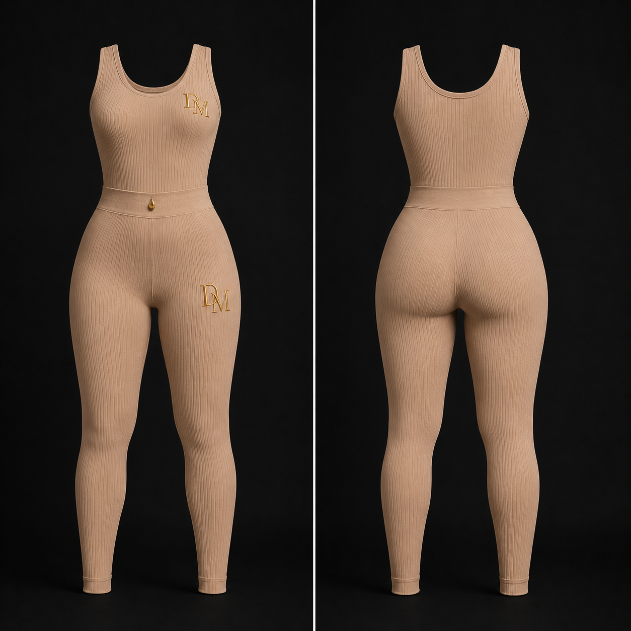 DM Legacy Beige Ribbed Sculpt Jumpsuit
