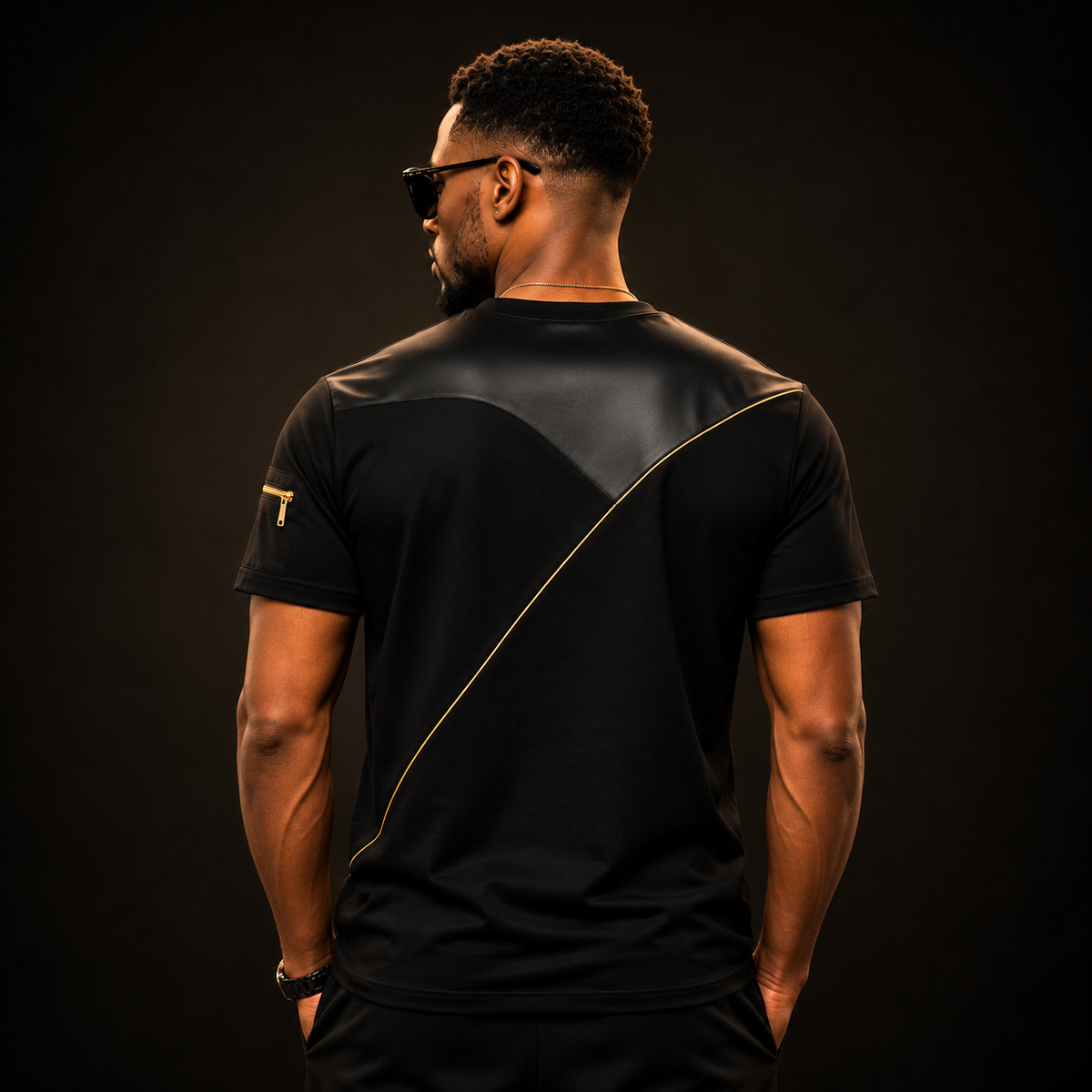 DM Legacy Black & Gold Zip Pocket Luxury Tee
