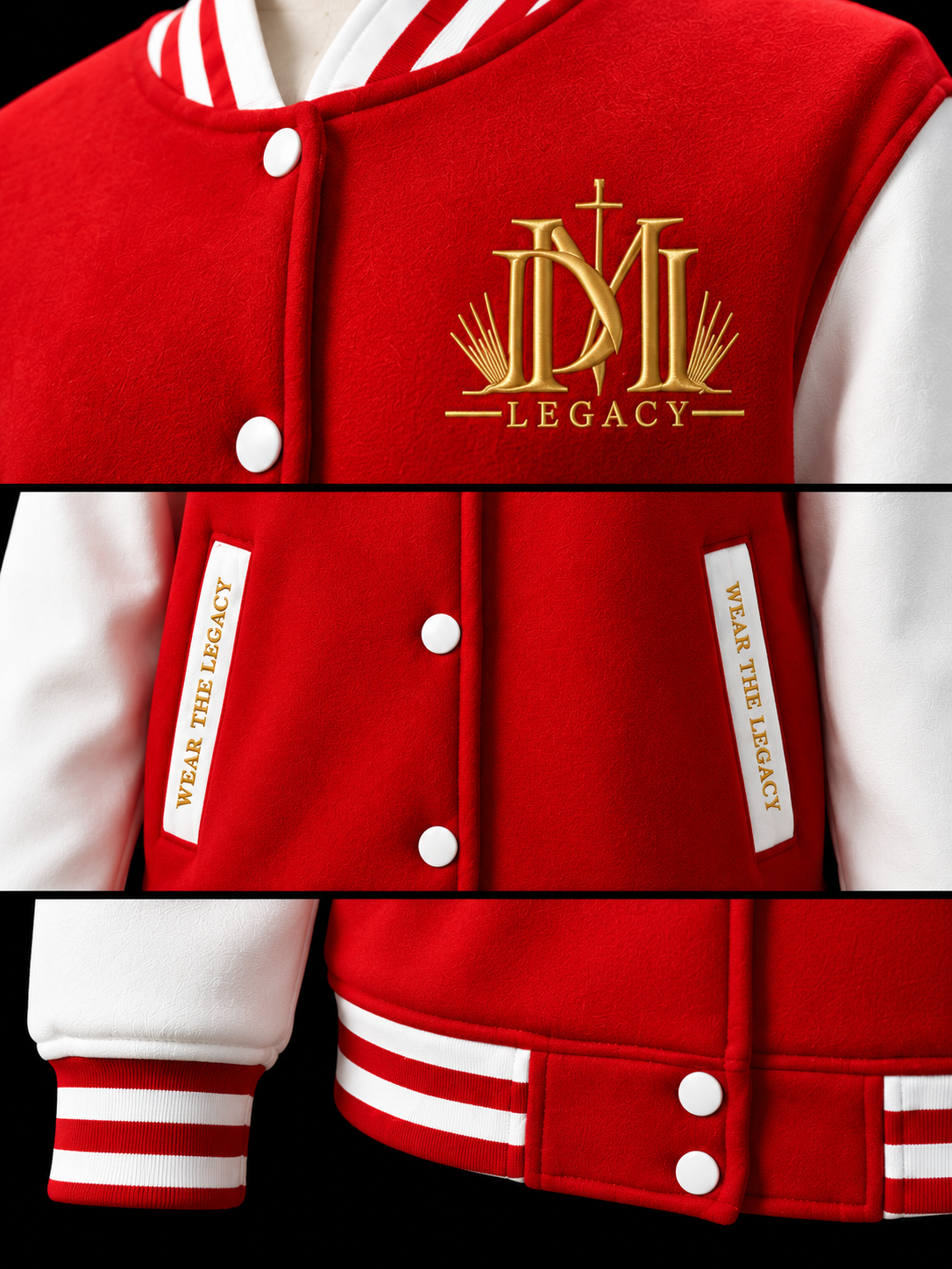 DM Legacy Red & White Varsity Jacket
