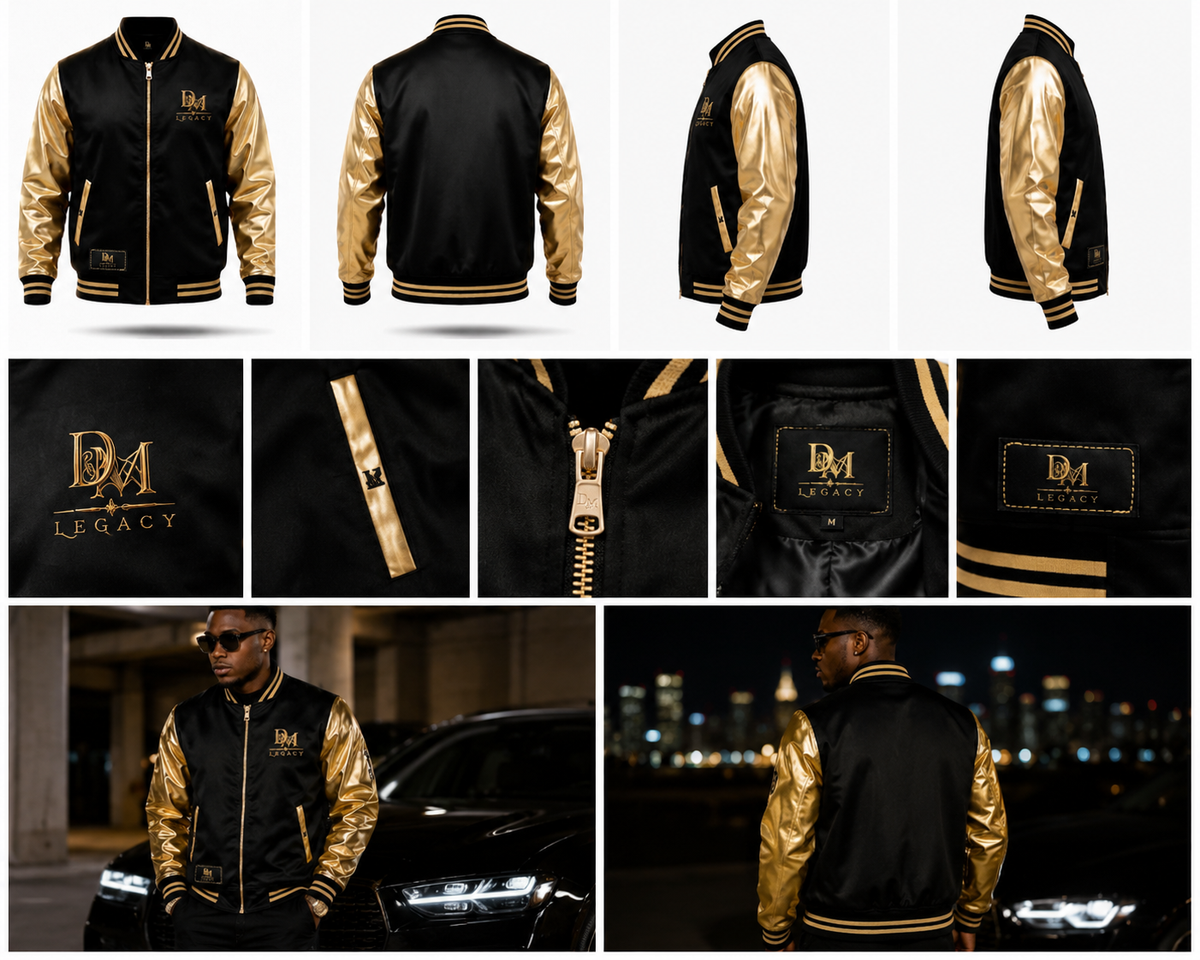 Blouson universitaire DM Legacy noir et or