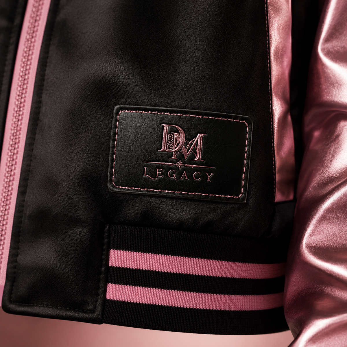 DM Legacy Black & Pink Luxury Varsity Jacket
