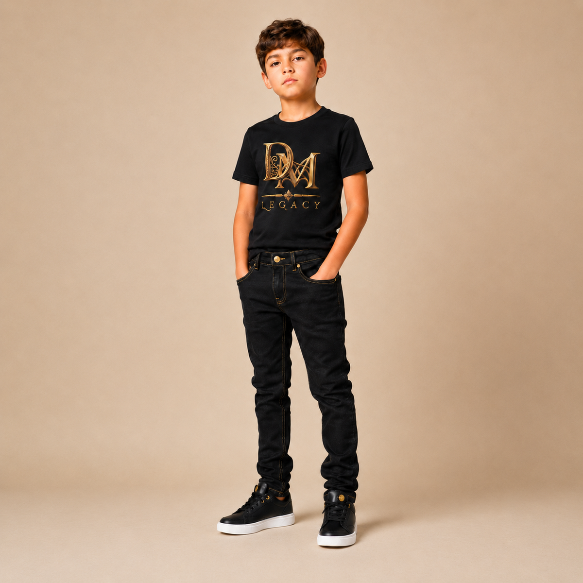 DM Legacy Boys Black Tee & Black Denim Se