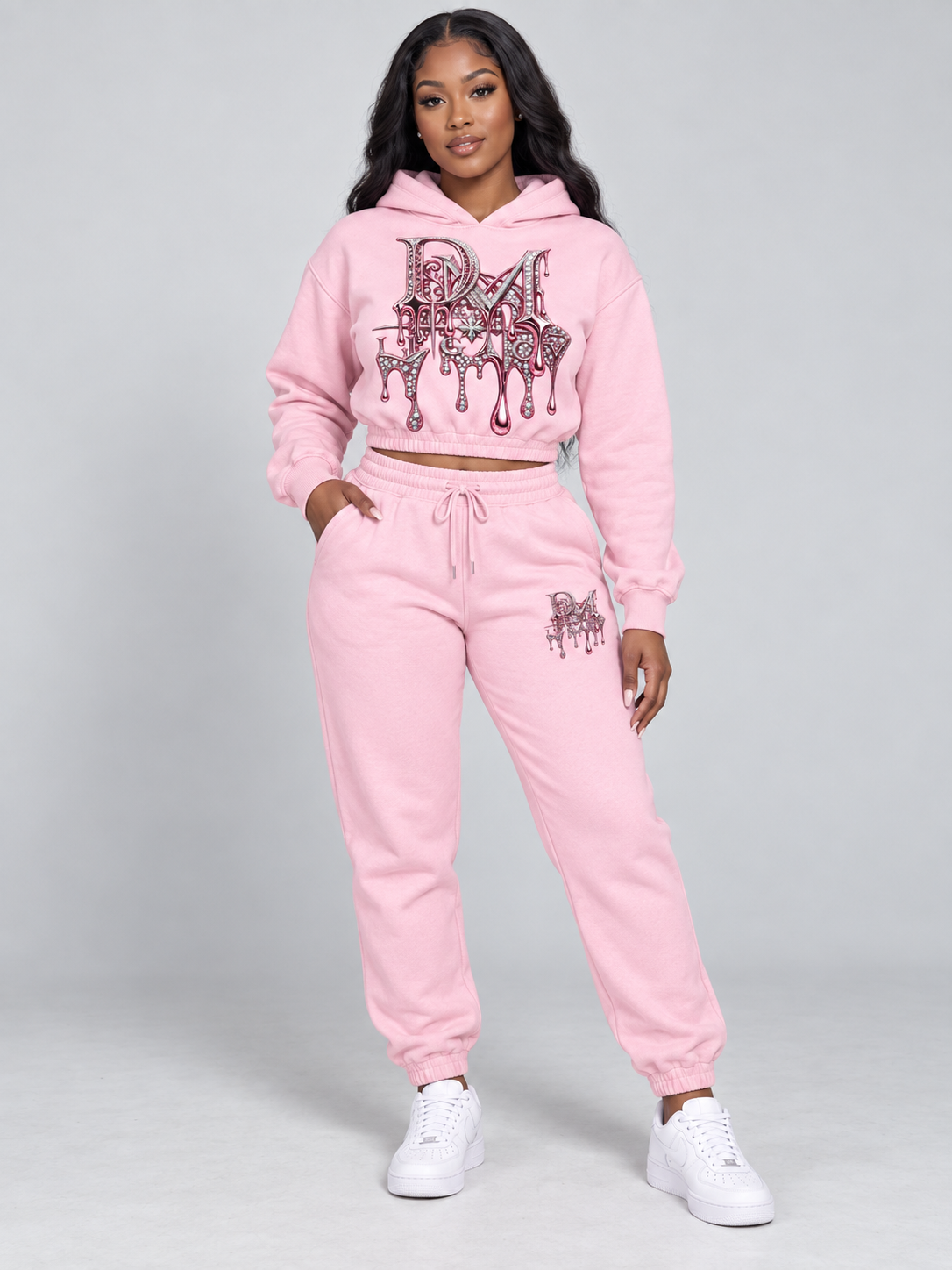 DM Legacy Pink Cropped Hoodie Set
